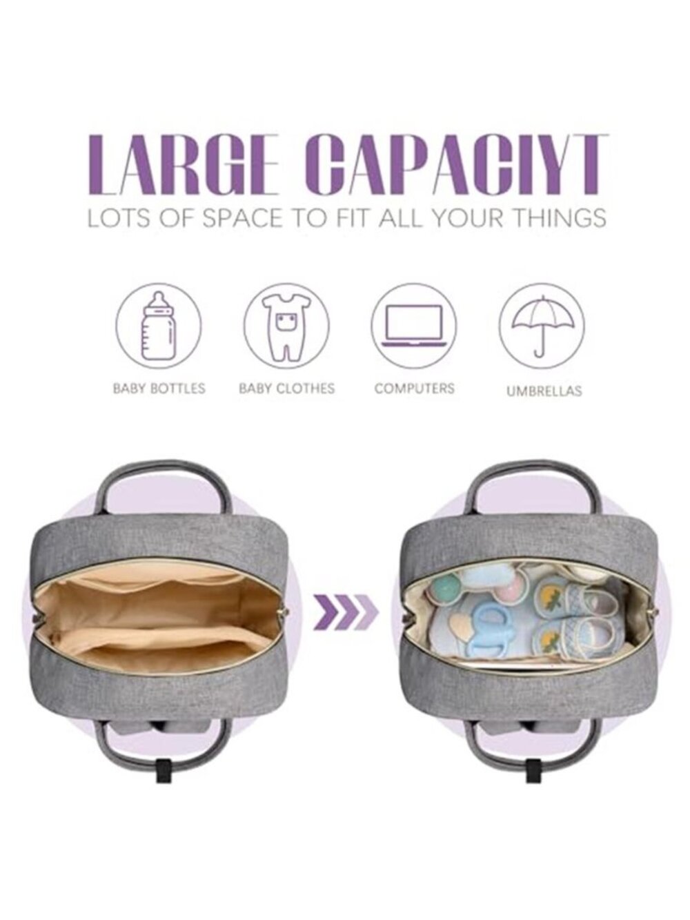Diaper Bag Backpack Baby Essentials Travel Tote Bag | Multi function - Picture 3 of 6
